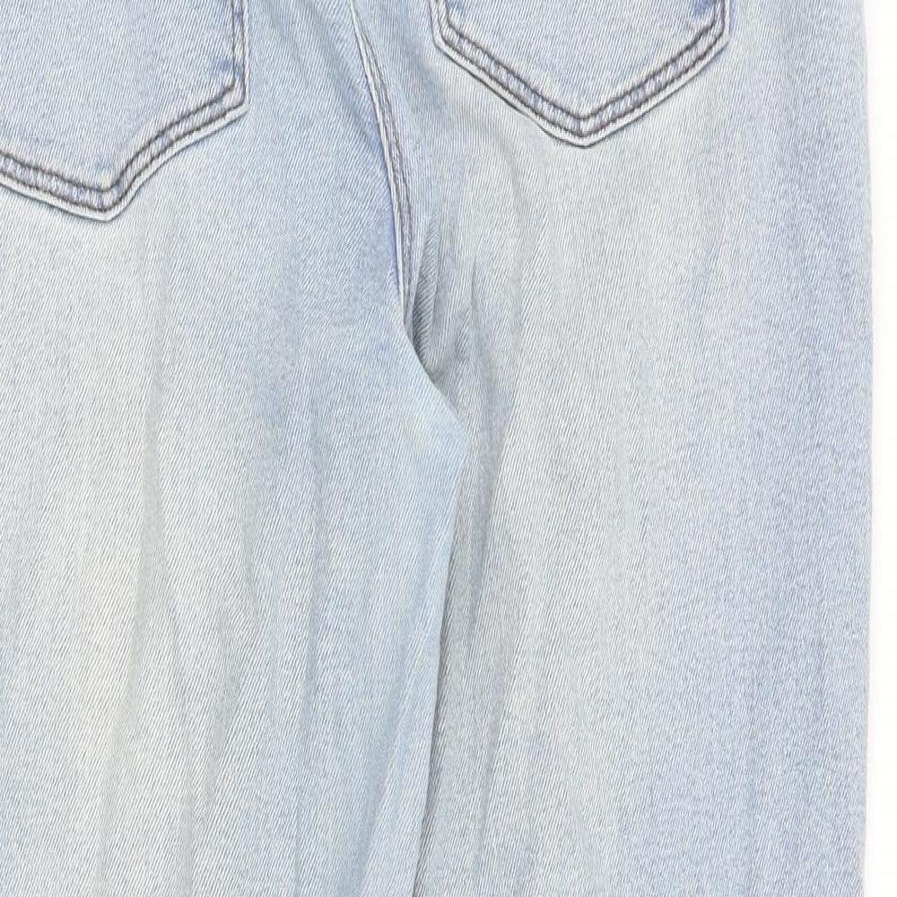 Papaya Womens Blue Cotton Straight Jeans Size 14 Regular Zip