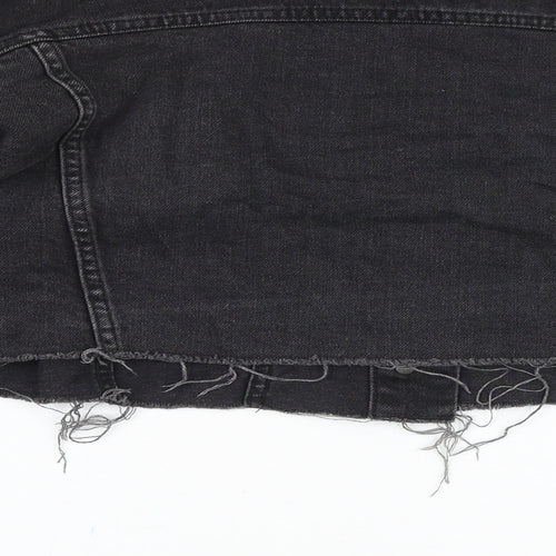 Topshop Womens Black Jacket Size 10 Button - Distressed