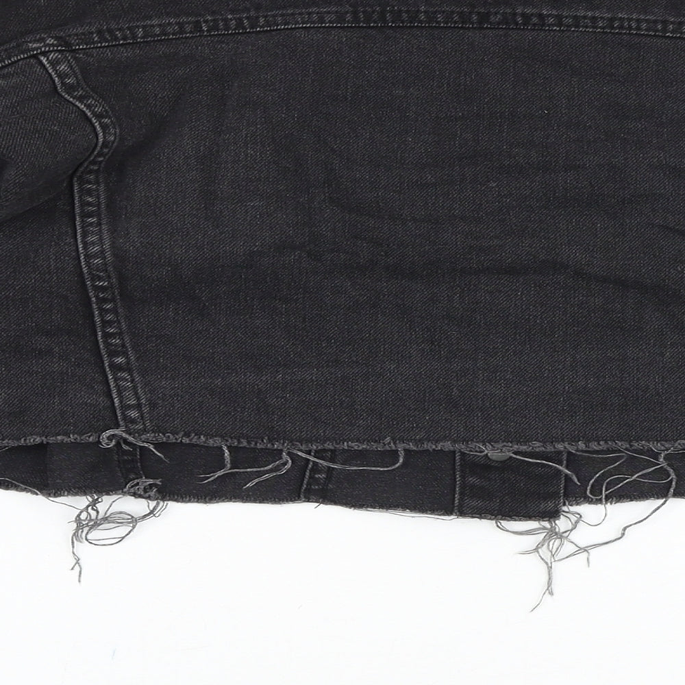 Topshop Womens Black Jacket Size 10 Button - Distressed
