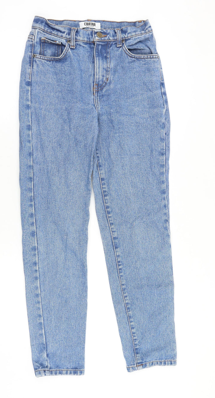 Preworn Womens Blue Cotton Straight Jeans Size 26 in Regular Zip