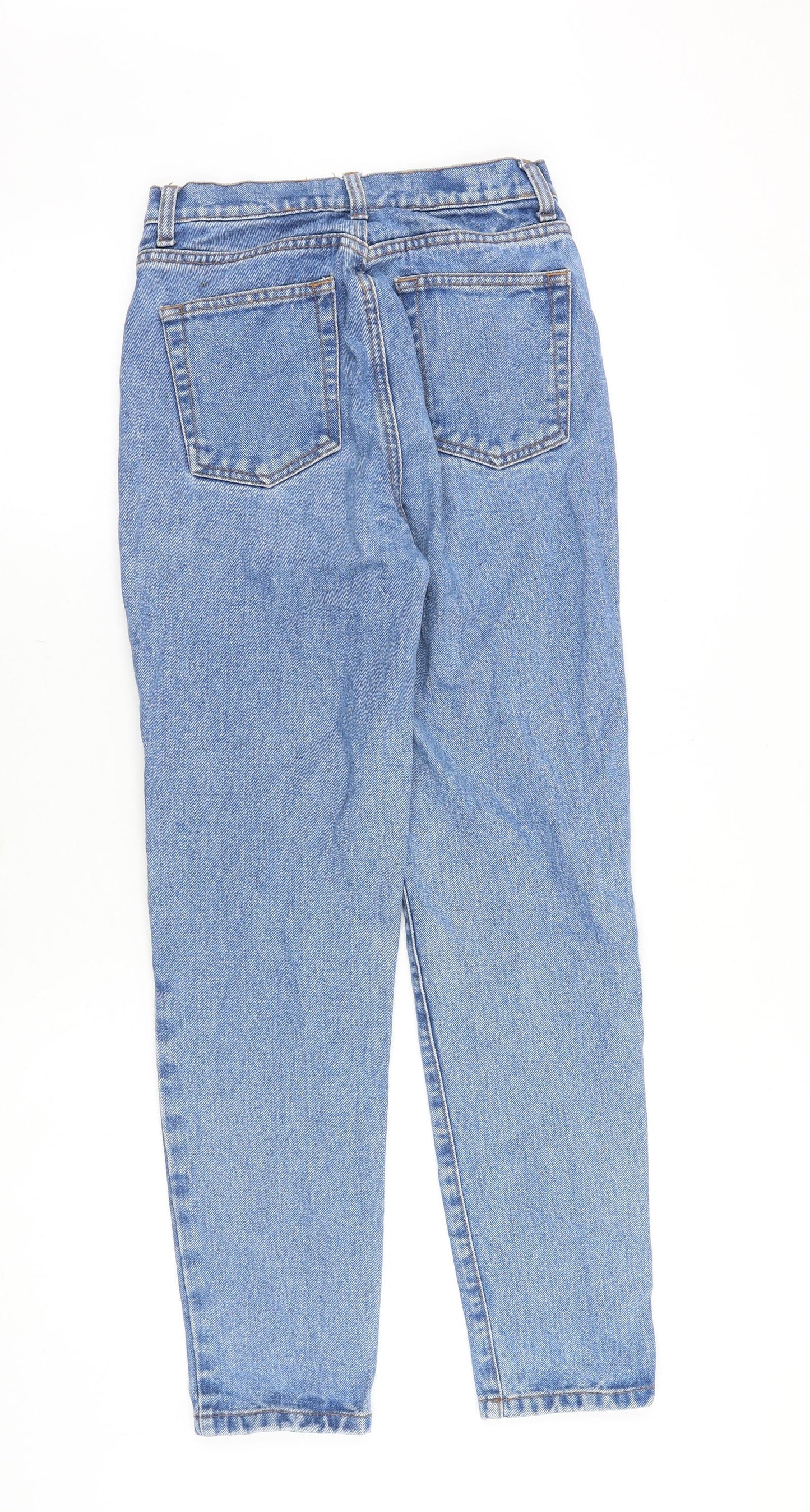 Preworn Womens Blue Cotton Straight Jeans Size 26 in Regular Zip