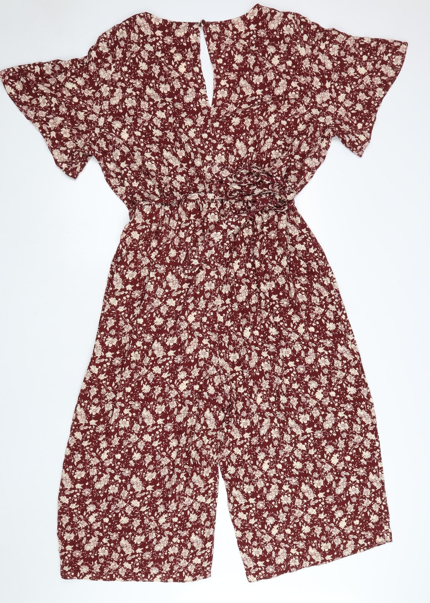 George Womens Red Floral Viscose Jumpsuit One-Piece Size 20 L20 in Button