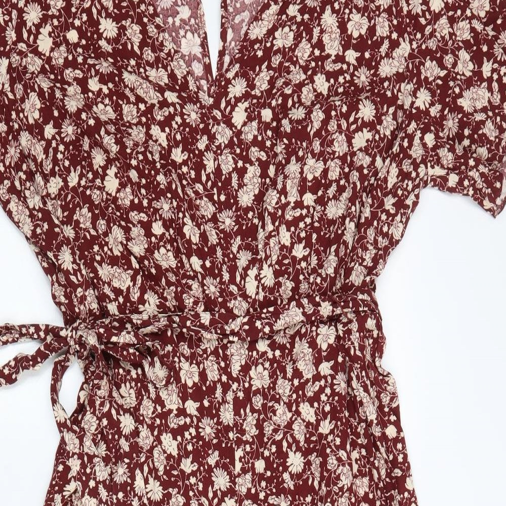 George Womens Red Floral Viscose Jumpsuit One-Piece Size 20 L20 in Button