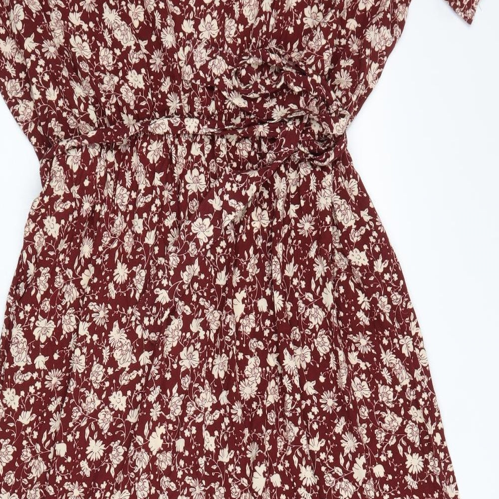 George Womens Red Floral Viscose Jumpsuit One-Piece Size 20 L20 in Button