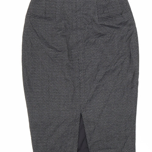 NEXT Womens Black Geometric Viscose Straight & Pencil Skirt Size 8 Zip