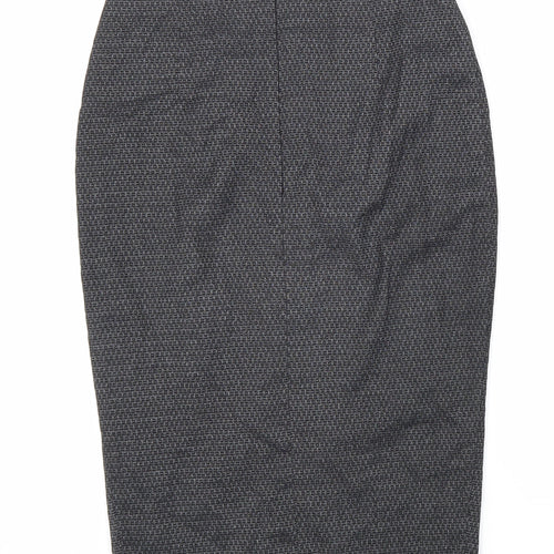 NEXT Womens Black Geometric Viscose Straight & Pencil Skirt Size 8 Zip