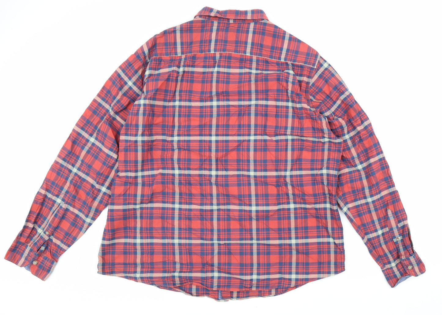 TU Mens Red Plaid Cotton Button-Up Size 2XL Collared Button