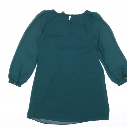 Atmosphere Womens Green Polyester Shift Size 10 Boat Neck Button