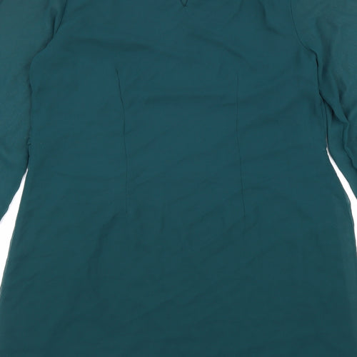 Atmosphere Womens Green Polyester Shift Size 10 Boat Neck Button