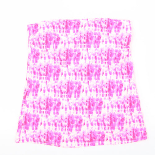Papaya Womens Pink Geometric Viscose Basic Tank Size 14 Off the Shoulder - Tie Dye Bandeau