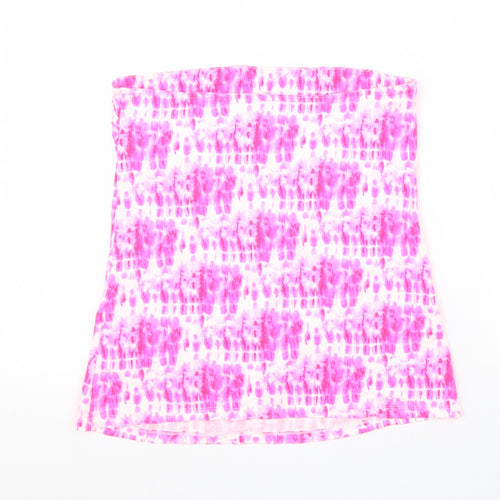 Papaya Womens Pink Geometric Viscose Basic Tank Size 14 Off the Shoulder - Tie Dye Bandeau