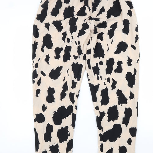 Preworn Womens Beige Geometric Polyester Trousers Size M L28 in Regular