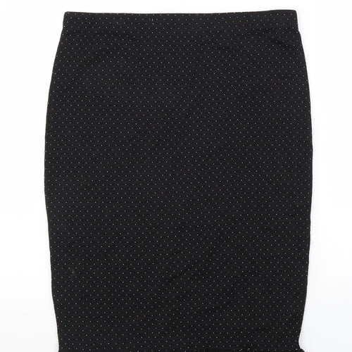 Max Studio Womens Black Polka Dot Rayon Trumpet Skirt Size L