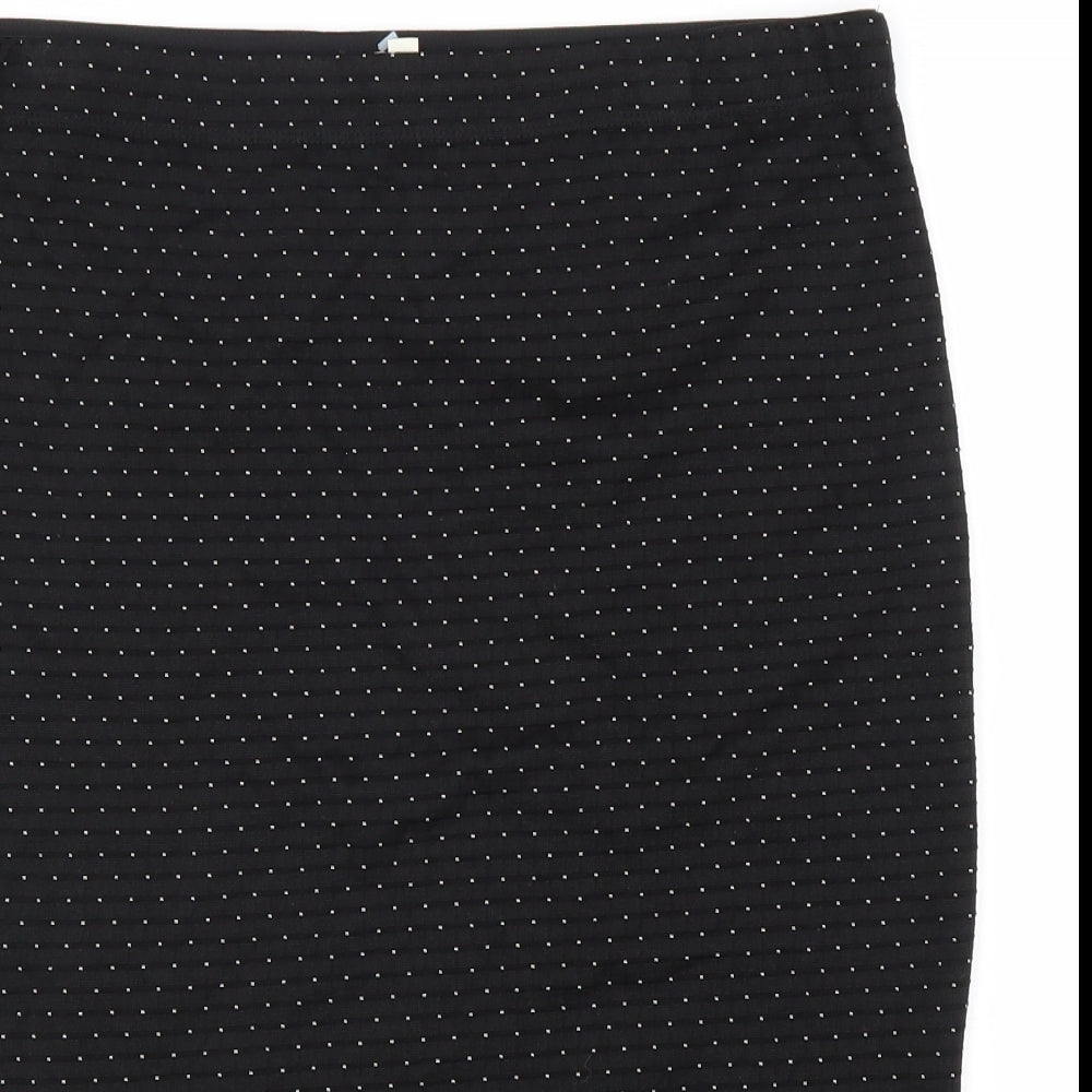 Max Studio Womens Black Polka Dot Rayon Trumpet Skirt Size L