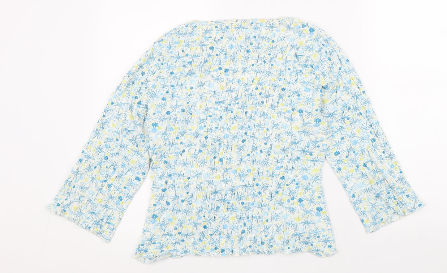 NEXT Womens Green Floral Nylon Basic Blouse Size 18 V-Neck