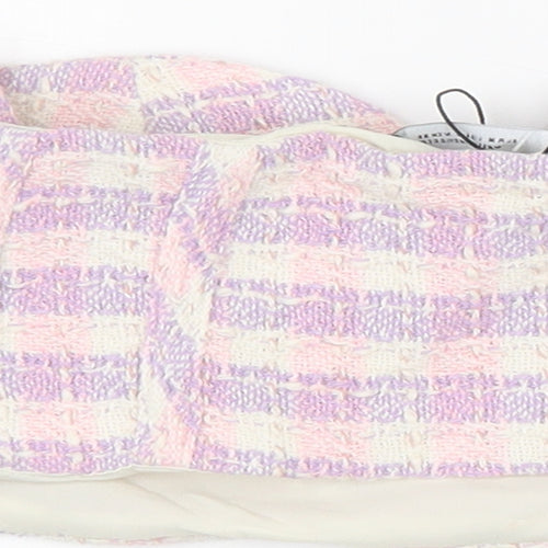 Zara Womens Purple Plaid Cotton Cropped Tank Size M Off the Shoulder - Bandeau