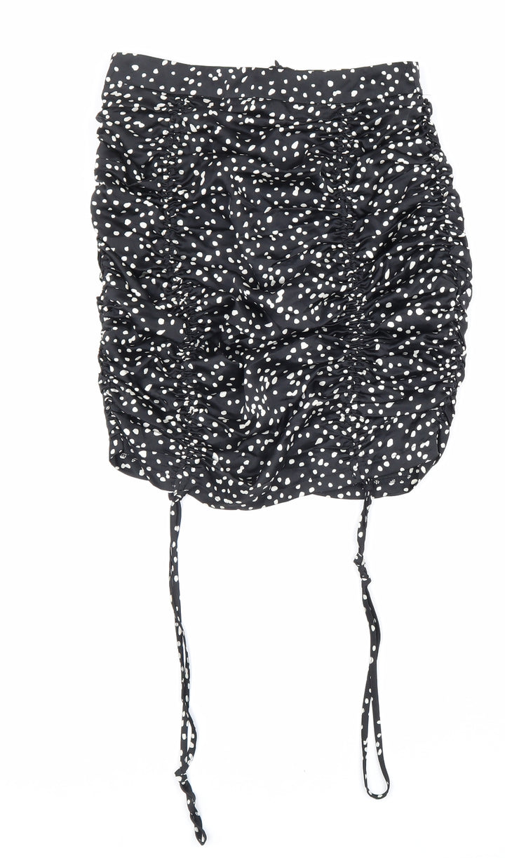 Boohoo Womens Black Geometric Polyester Mini Skirt Size 10 Zip - Drawstring