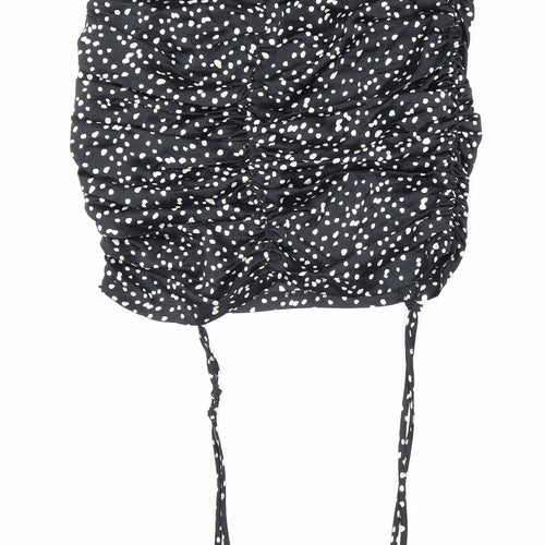 Boohoo Womens Black Geometric Polyester Mini Skirt Size 10 Zip - Drawstring