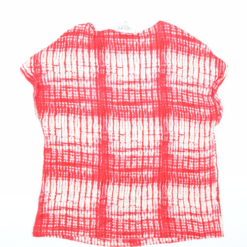 YOUH! Womens Red Geometric Viscose Basic Blouse Size 12 V-Neck