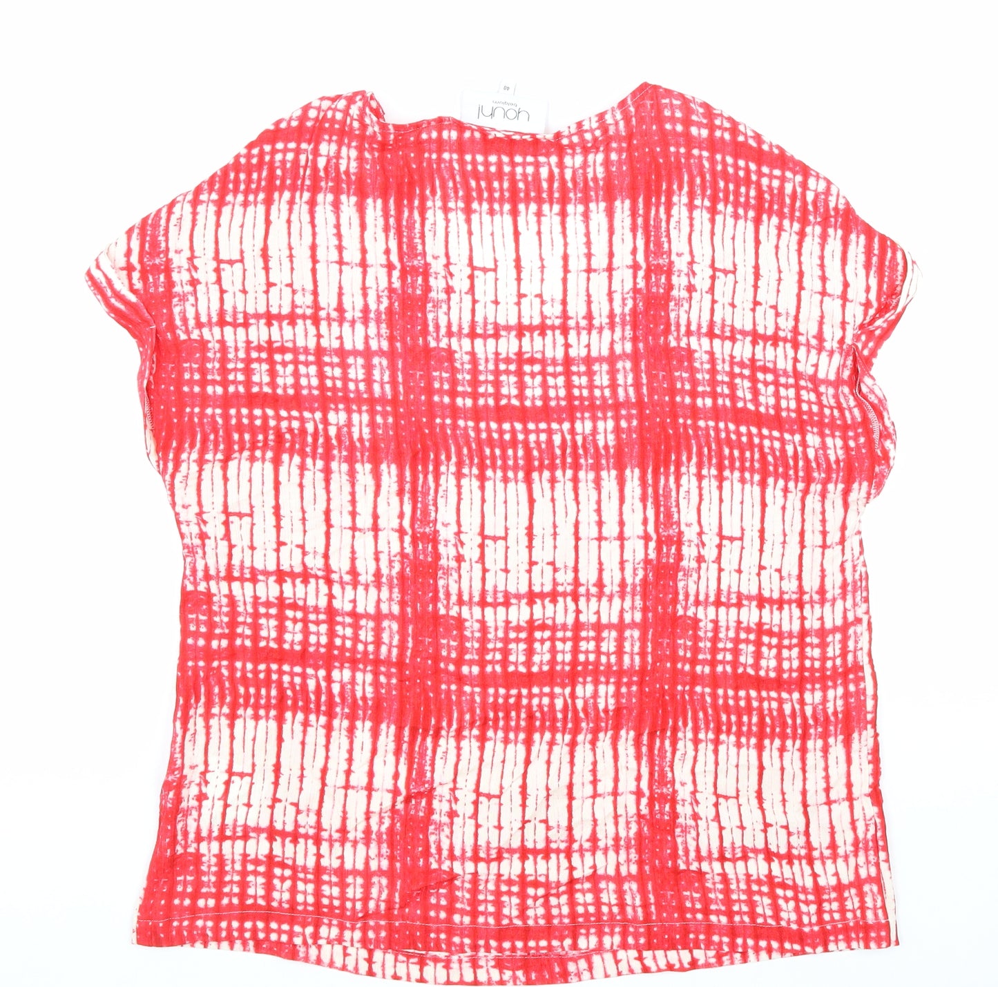 YOUH! Womens Red Geometric Viscose Basic Blouse Size 12 V-Neck