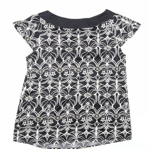 Autograph Womens Black Geometric Polyester Basic Blouse Size 12 Round Neck