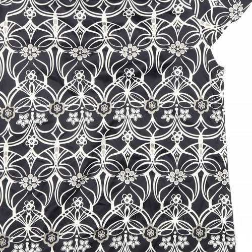Autograph Womens Black Geometric Polyester Basic Blouse Size 12 Round Neck