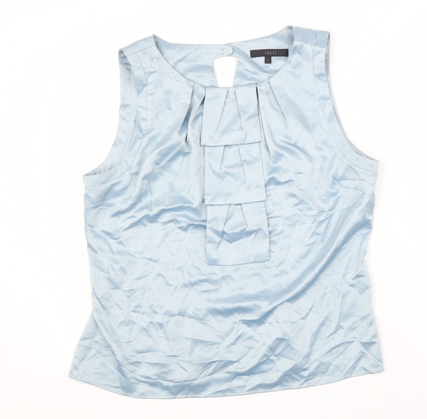 Coast Womens Blue Polyester Basic Tank Size 16 Round Neck