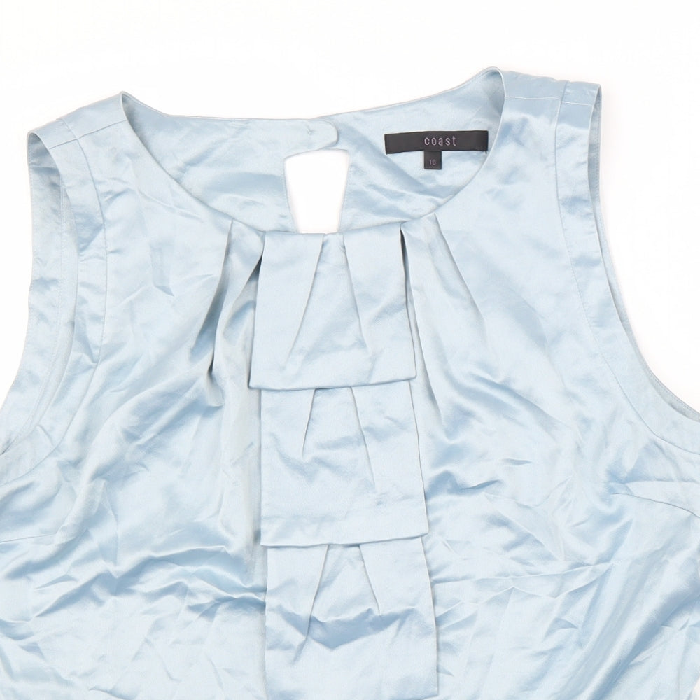 Coast Womens Blue Polyester Basic Tank Size 16 Round Neck