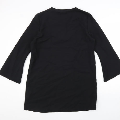 Zara Womens Black Polyester Shift Size L V-Neck Pullover