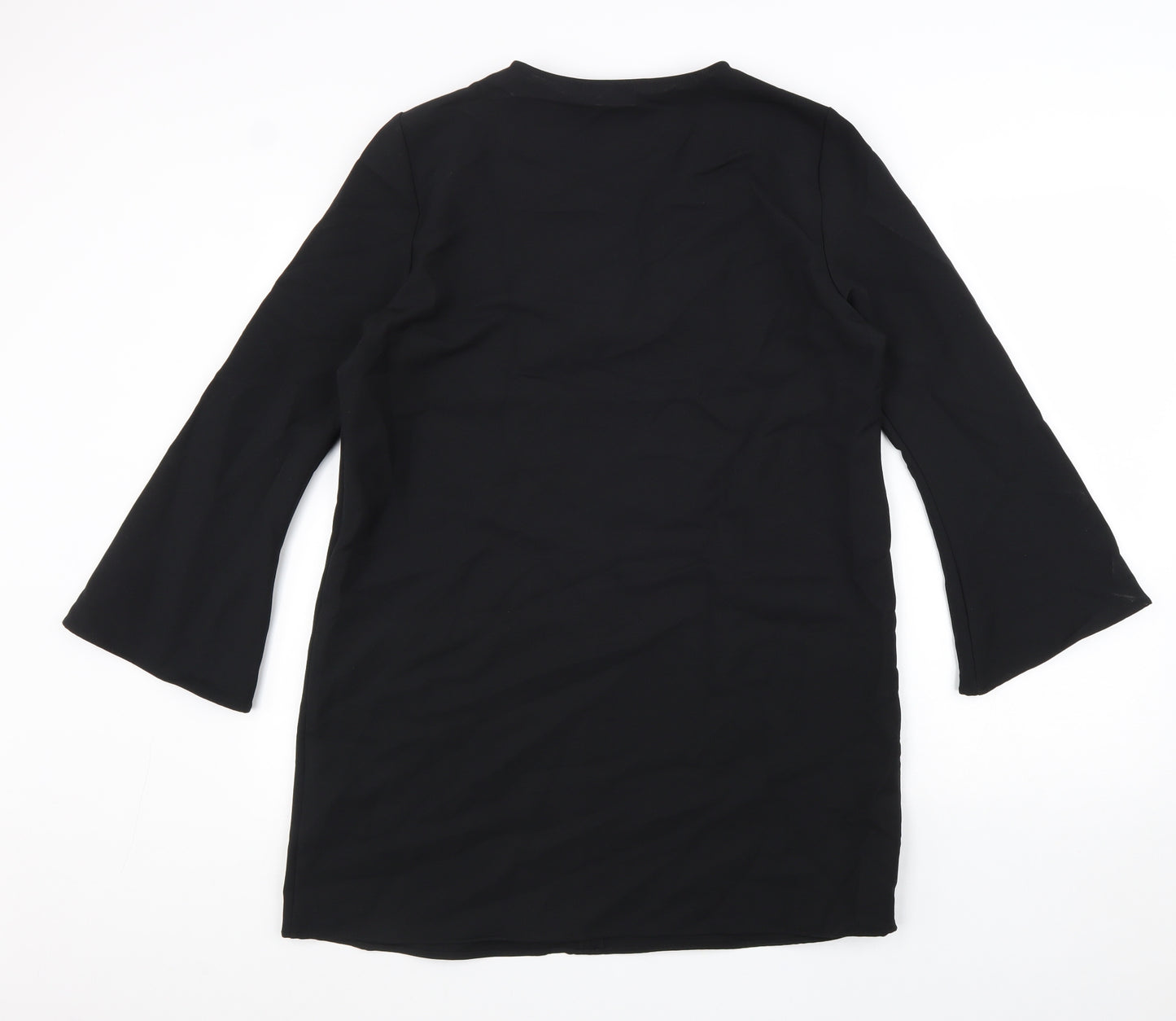 Zara Womens Black Polyester Shift Size L V-Neck Pullover