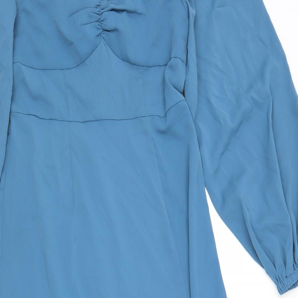 Cider Womens Blue Viscose A-Line Size M Sweetheart Zip