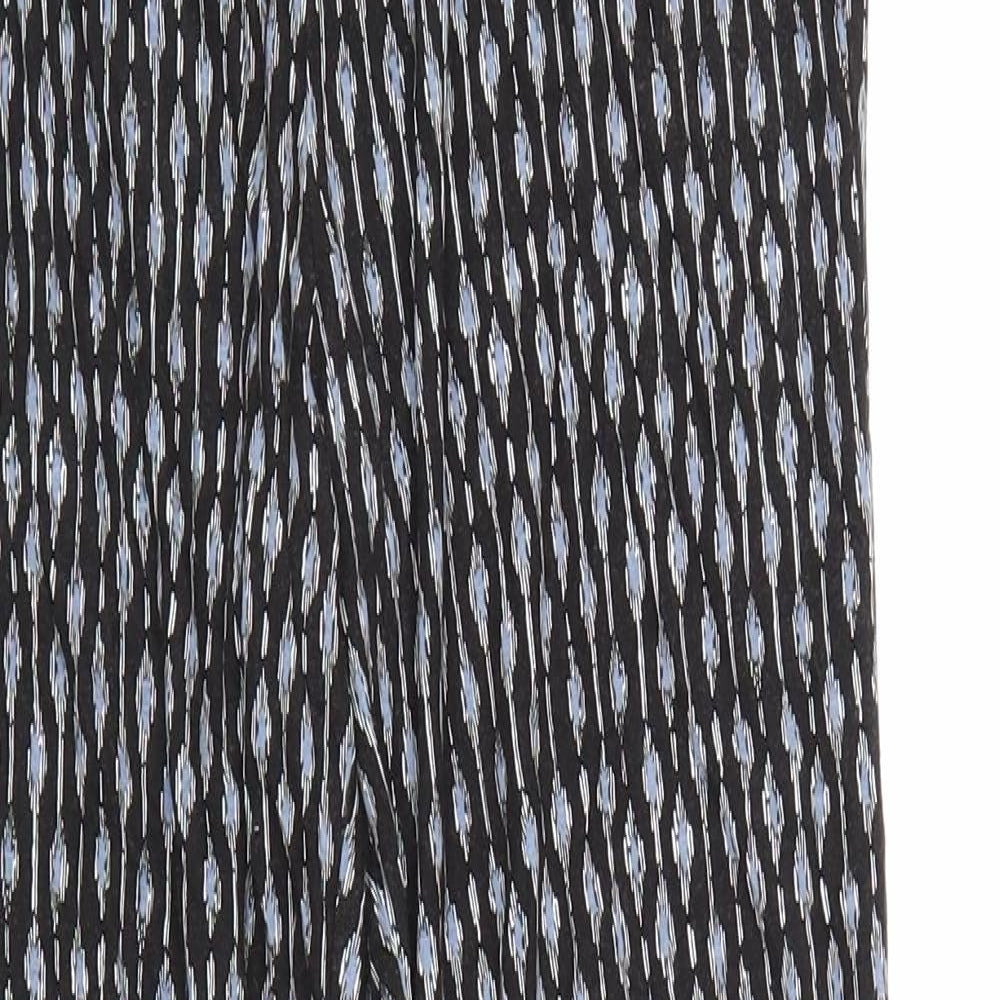 H&M Womens Black Geometric Viscose Trousers Size S L31 in Regular Tie