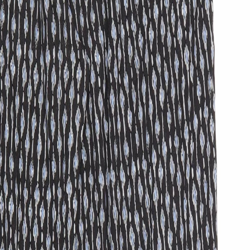 H&M Womens Black Geometric Viscose Trousers Size S L31 in Regular Tie