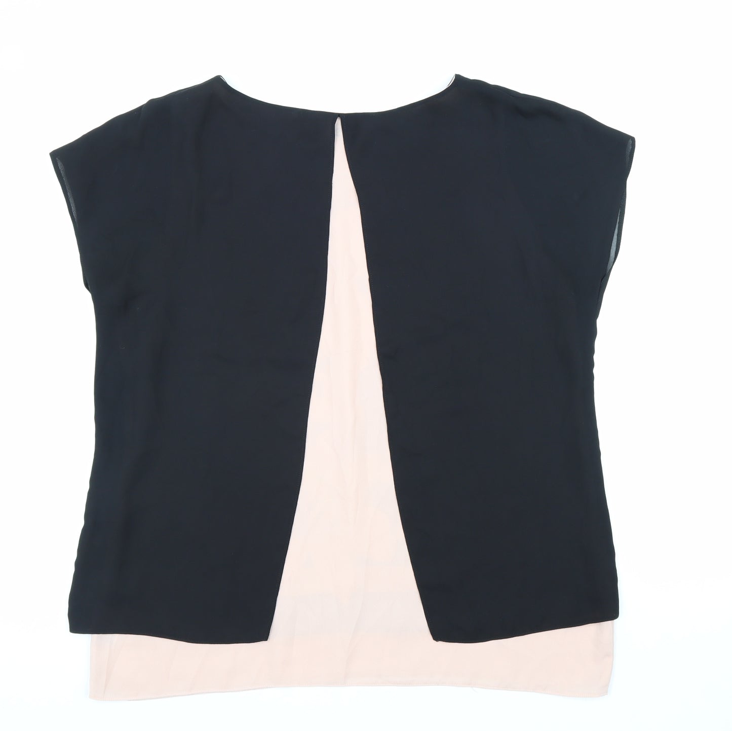 Wallis Womens Black Polyester Basic Blouse Size 14 Round Neck - Flower Detail