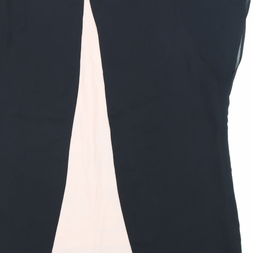Wallis Womens Black Polyester Basic Blouse Size 14 Round Neck - Flower Detail