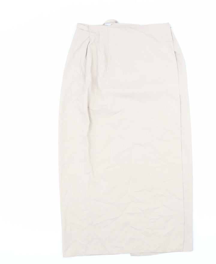 Preworn Womens Beige Polyester Wrap Skirt Size 12 Tie