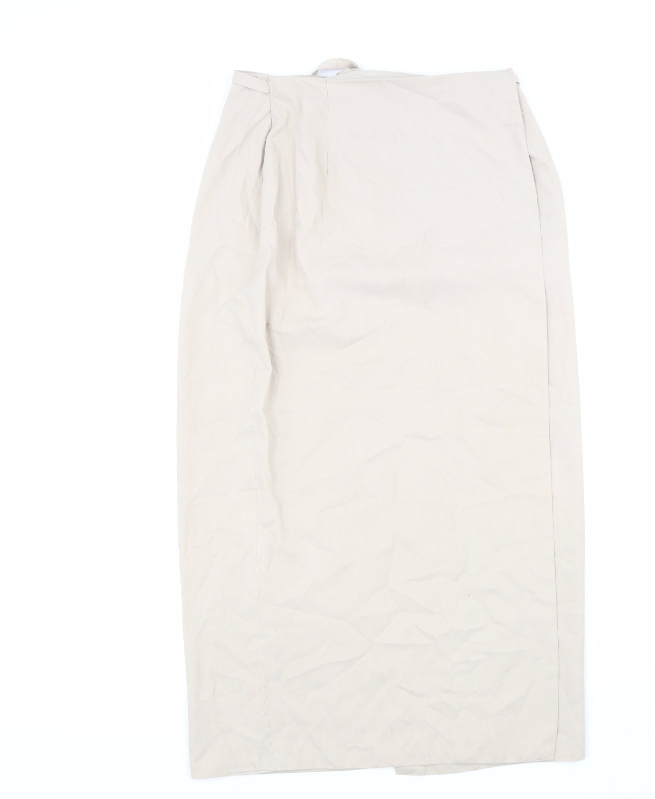 Preworn Womens Beige Polyester Wrap Skirt Size 12 Tie