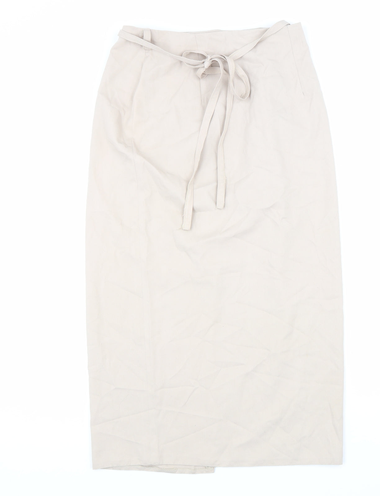 Preworn Womens Beige Polyester Wrap Skirt Size 12 Tie
