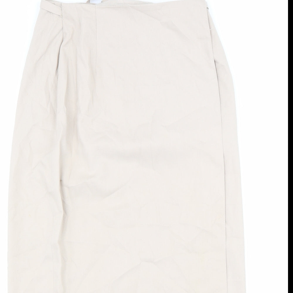 Preworn Womens Beige Polyester Wrap Skirt Size 12 Tie