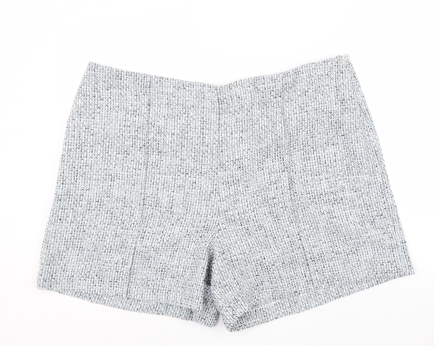 Marks and Spencer Womens Blue Viscose Basic Shorts Size 24 L7 in Regular Zip