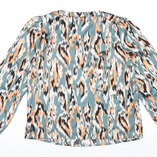 VILA Womens Multicoloured Geometric Polyester Basic Blouse Size 6 V-Neck
