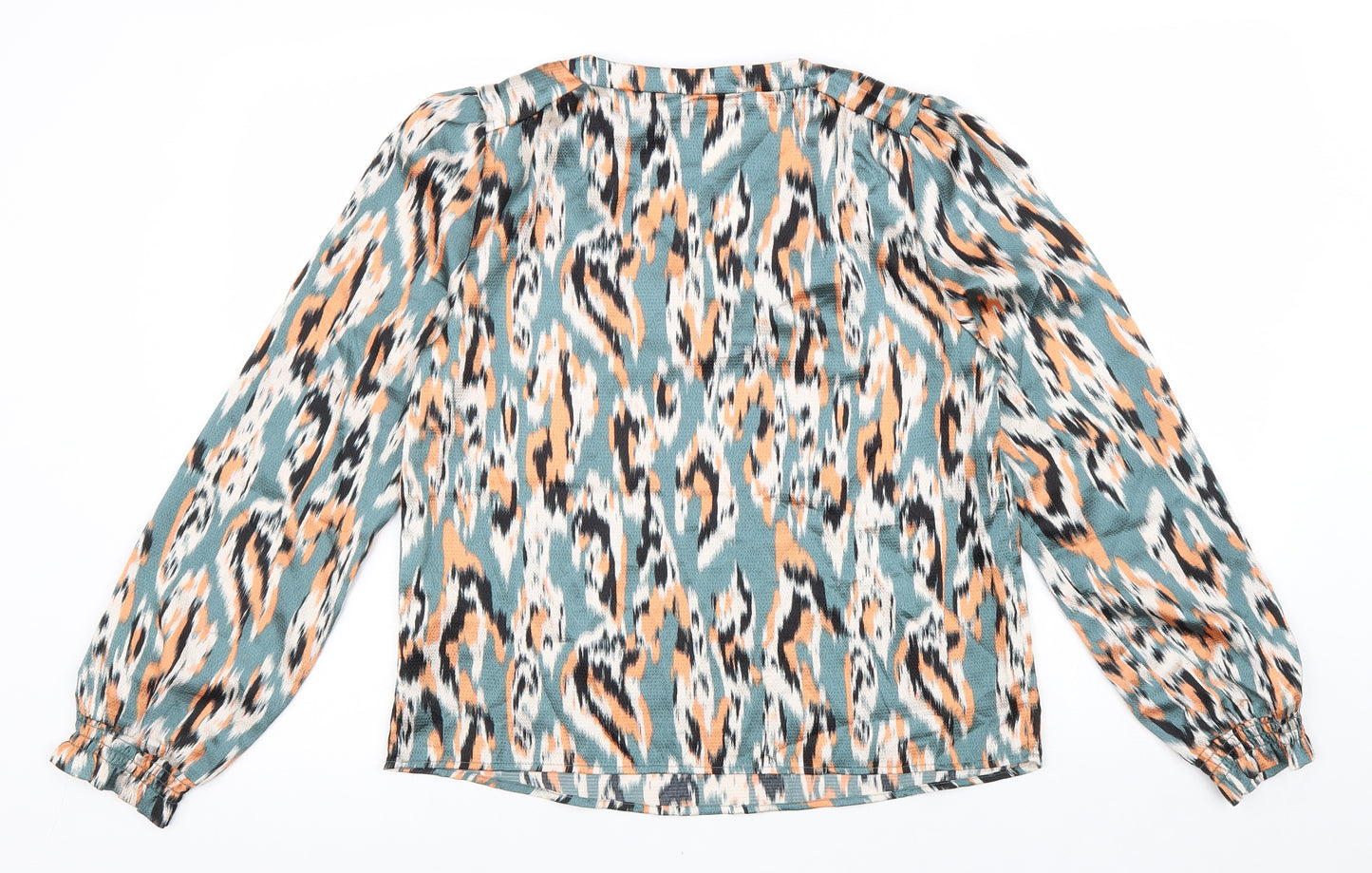 VILA Womens Multicoloured Geometric Polyester Basic Blouse Size 6 V-Neck
