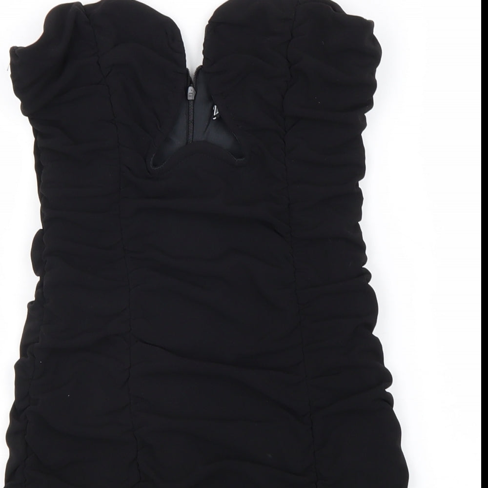 Zara Womens Black Polyester Mini Size M Sweetheart Zip