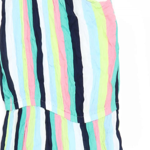 Marks and Spencer Womens Multicoloured Striped 100% Cotton A-Line Size 14 One Shoulder Pullover