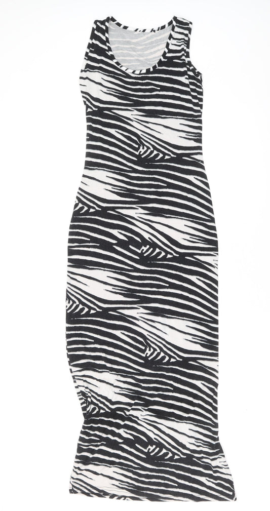 Atmosphere Womens Black Geometric Viscose Tank Dress Size 8 Scoop Neck Pullover