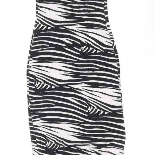 Atmosphere Womens Black Geometric Viscose Tank Dress Size 8 Scoop Neck Pullover