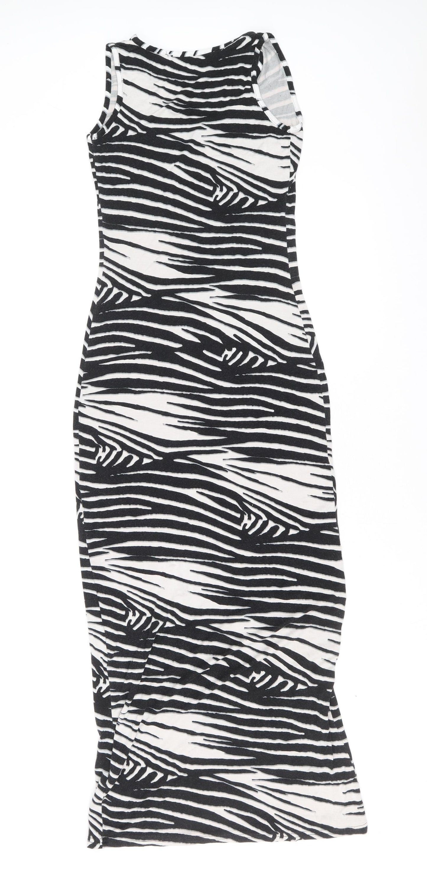 Atmosphere Womens Black Geometric Viscose Tank Dress Size 8 Scoop Neck Pullover