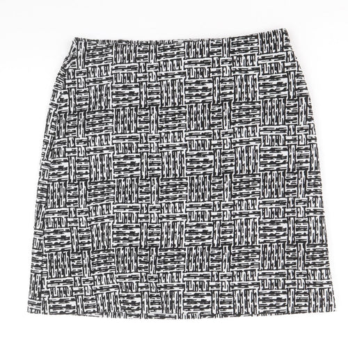 Marks and Spencer Womens Black Geometric Polyester Straight & Pencil Skirt Size 8