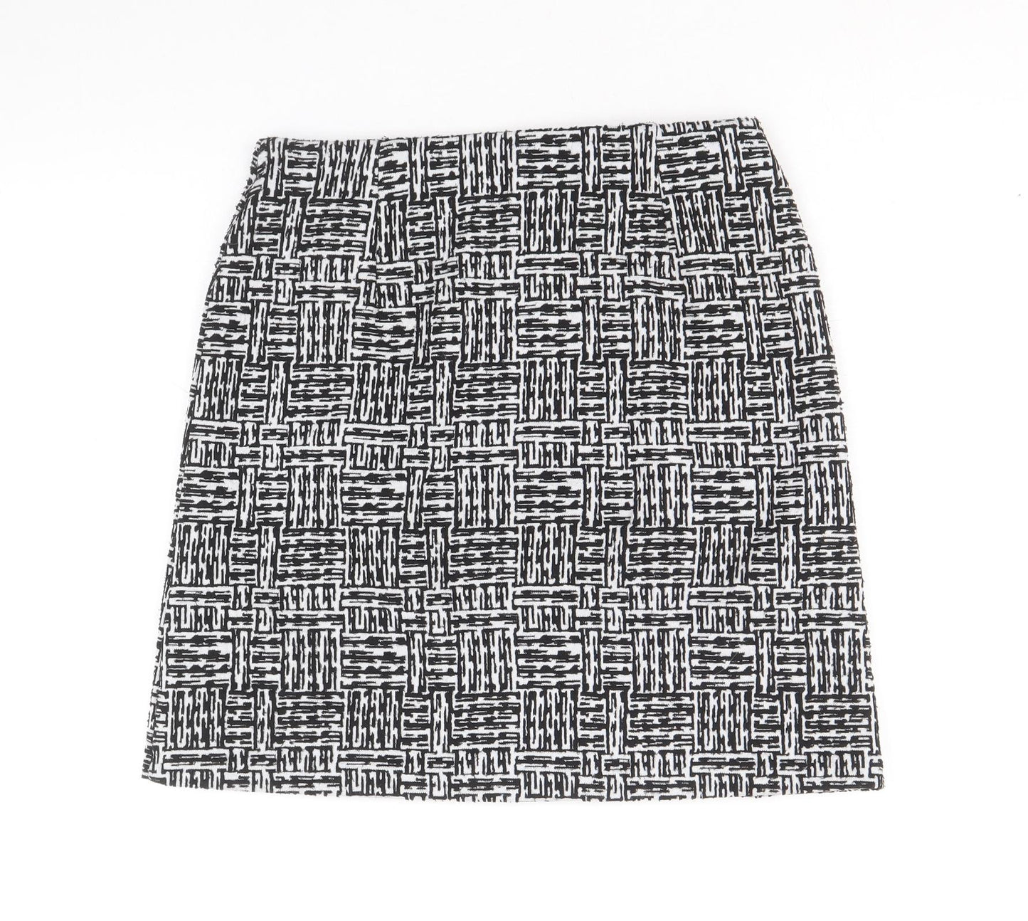 Marks and Spencer Womens Black Geometric Polyester Straight & Pencil Skirt Size 8