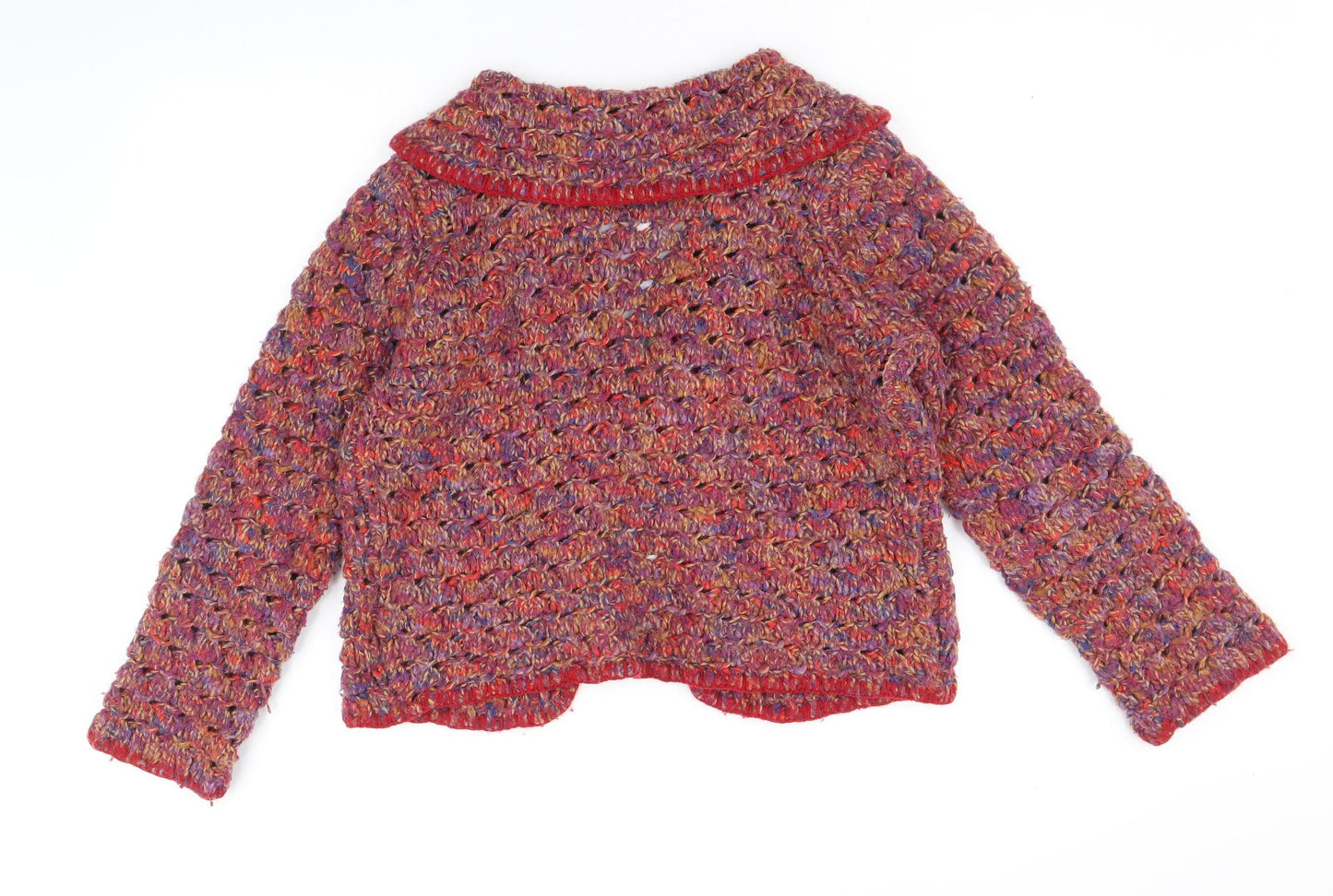 Per Una Womens Multicoloured Collared Acrylic Cardigan Jumper Size M - Tie Front